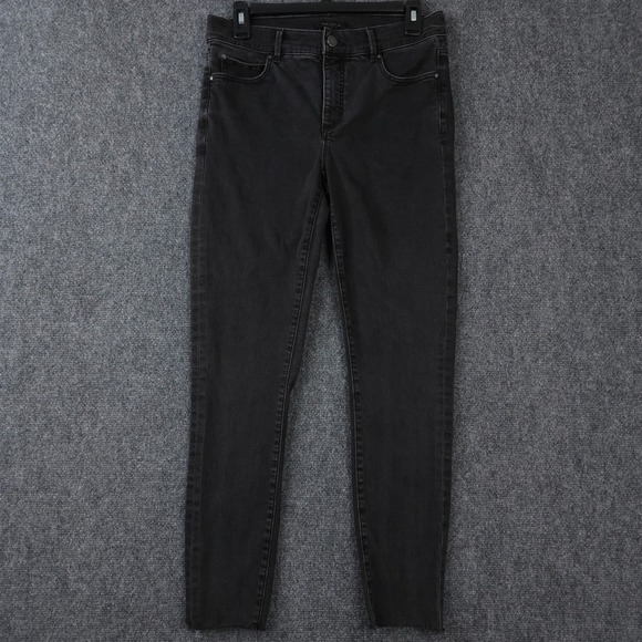 Ann Taylor Denim - Ann Taylor Jeans Womens 4 Black The Skinny Crop Stretch Denim Raw Hem Casual